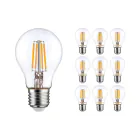 Lot 10x Filament LED E27 Poire Claire 4.5W 470lm - 827 | Remplacement 40W